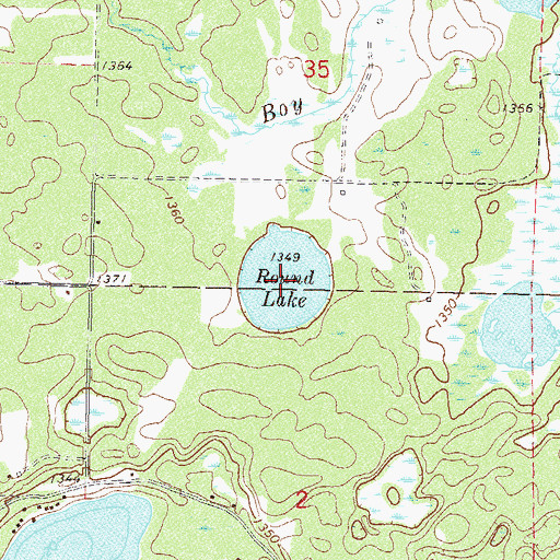 Topographic Map of Round Lake, MN