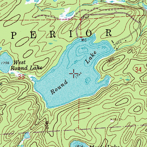 Topographic Map of Round Lake, MN