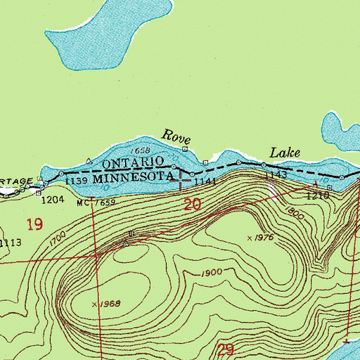 Topographic Map of Rove Lake, MN