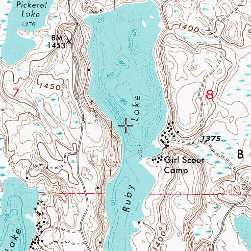 Topographic Map of Ruby Lake, MN