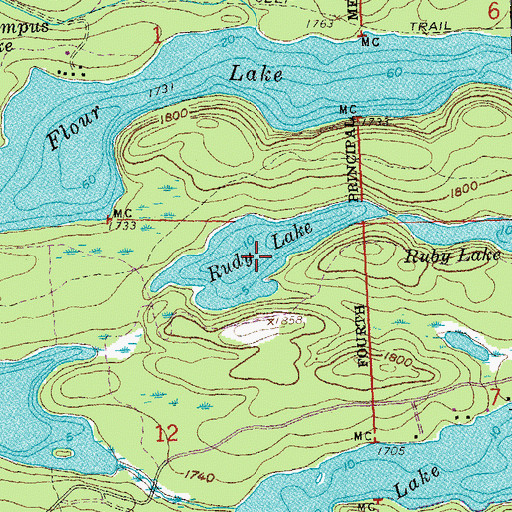 Topographic Map of Rudy Lake, MN