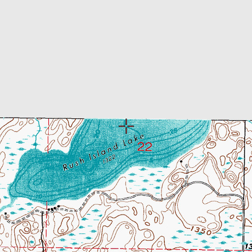 Topographic Map of Rush Island Lake, MN