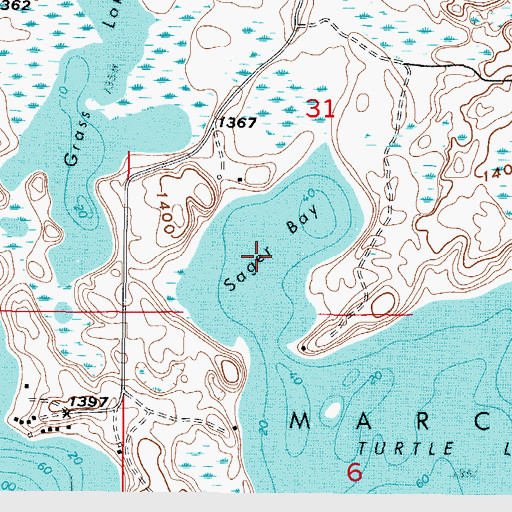 Topographic Map of Sager Bay, MN