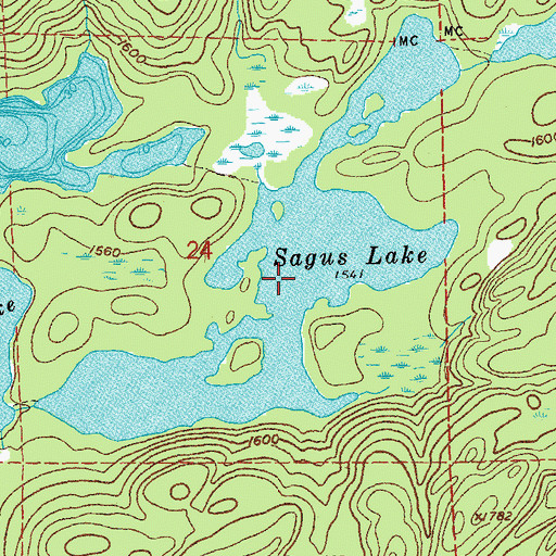 Topographic Map of Sagus Lake, MN