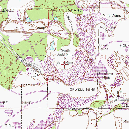 Topographic Map of Sally Mine, MN