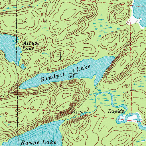 Topographic Map of Sandpit Lake, MN