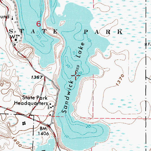Topographic Map of Sandwick Lake, MN