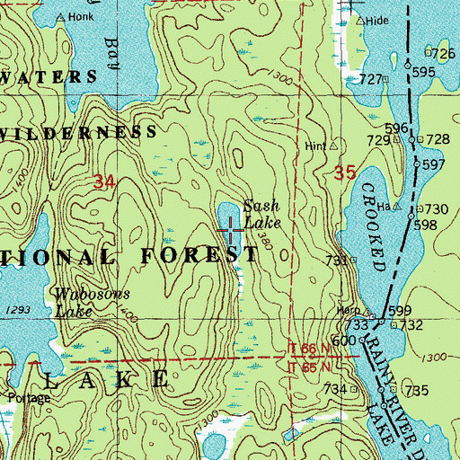 Topographic Map of Sash Lake, MN