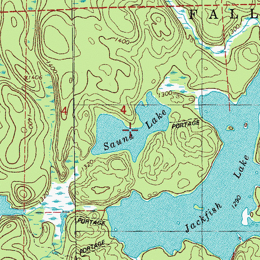 Topographic Map of Sauna Lake, MN