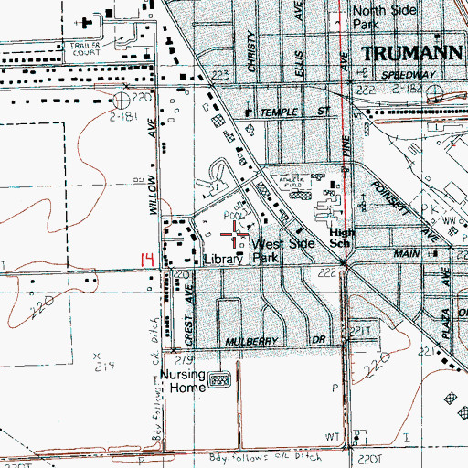 Topographic Map of West Side Park, AR