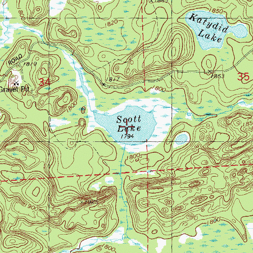 Topographic Map of Scott Lake, MN