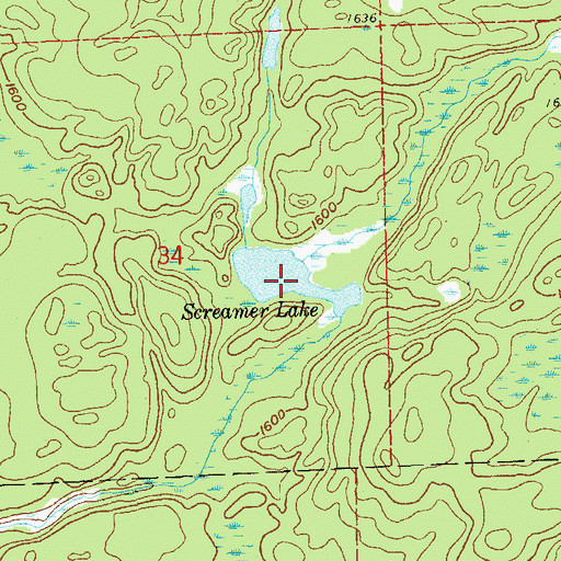 Topographic Map of Screamer Lake, MN
