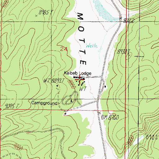 Topographic Map of Kaibab Lodge, AZ