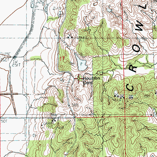 Topographic Map of Houston Cemetery, AR
