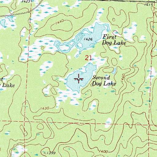Topographic Map of Second Dog Lake, MN