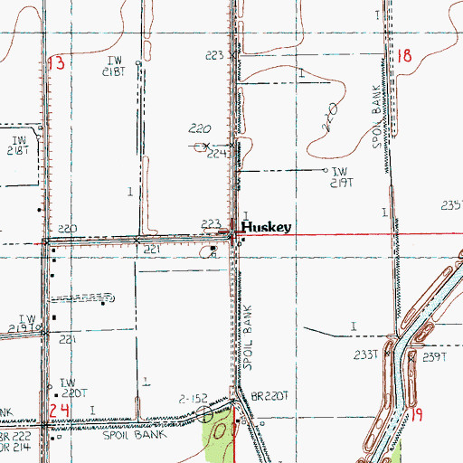 Topographic Map of Huskey, AR