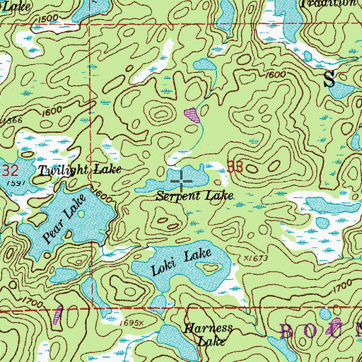 Topographic Map of Serpent Lake, MN