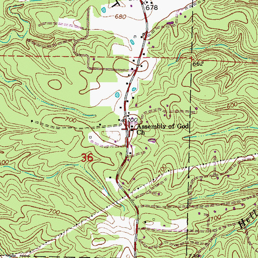 Topographic Map of Assembly of God Church, AR