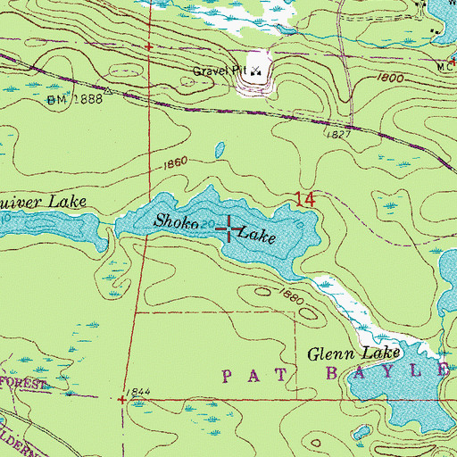 Topographic Map of Shoko Lake, MN