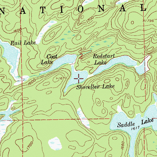 Topographic Map of Shoveller Lake, MN