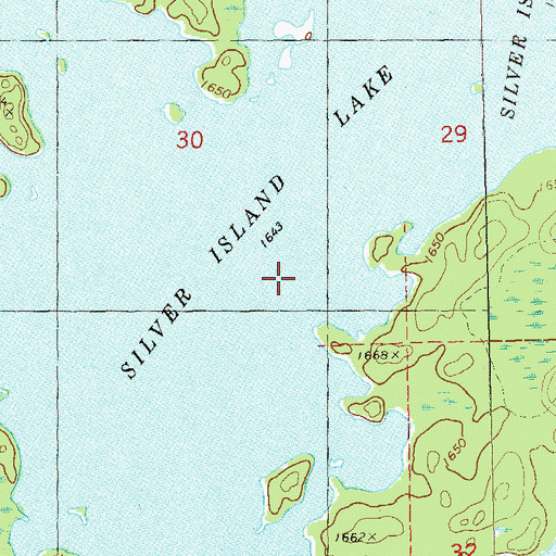 Topographic Map of Silver Island Lake, MN