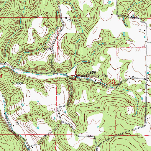 Topographic Map of Bluff Springs School (historical), AR