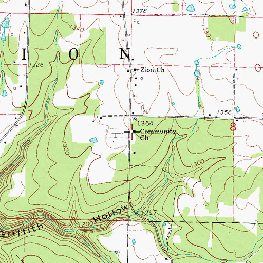 Topographic Map of Community Church, AR