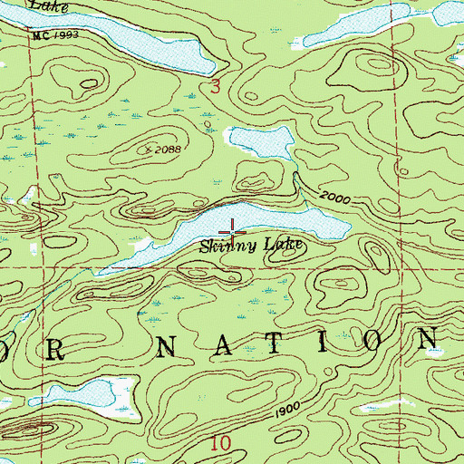 Topographic Map of Skinny Lake, MN