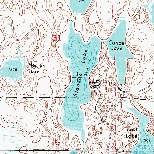 Topographic Map of Slauson Lake, MN