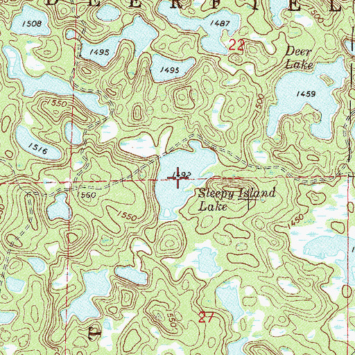 Topographic Map of Sleepy Island Lake, MN