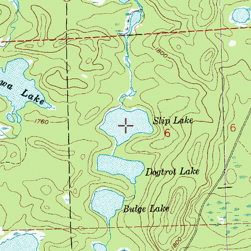 Topographic Map of Slip Lake, MN