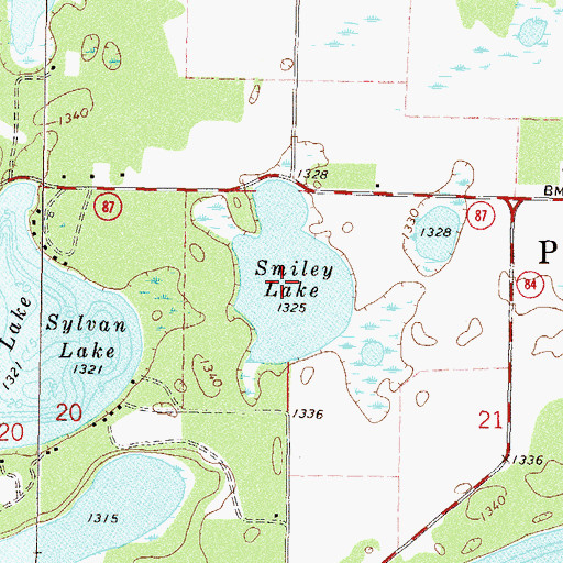 Topographic Map of Smiley Lake, MN