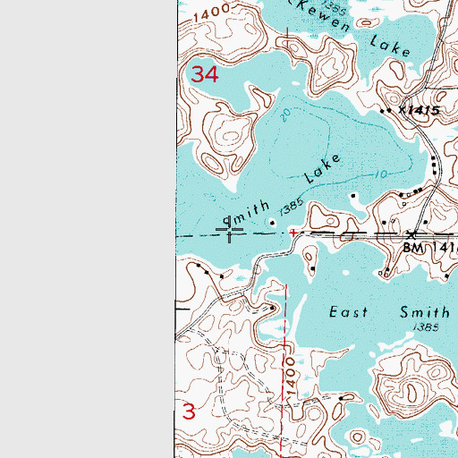 Topographic Map of Smith Lake, MN