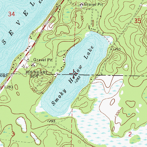 Topographic Map of Smoky Hollow Lake, MN