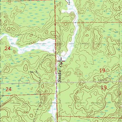 Topographic Map of Snake Creek, MN