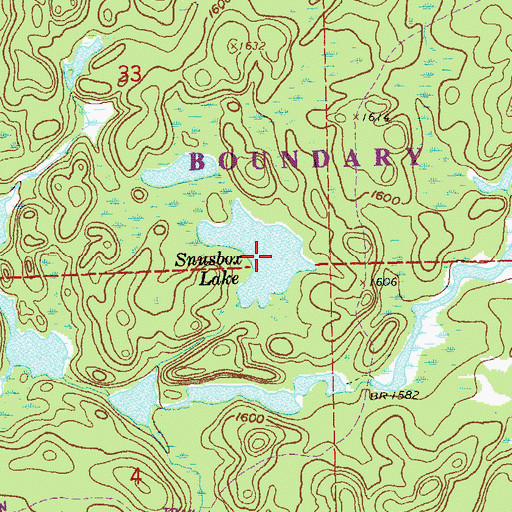 Topographic Map of Snusbox Lake, MN