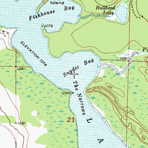 Topographic Map of Snyder Bay, MN