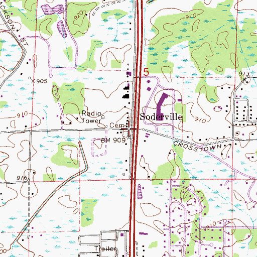 Topographic Map of Soderville, MN