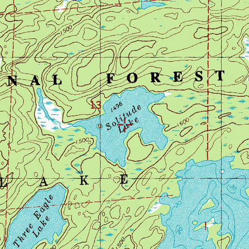 Topographic Map of Solitude Lake, MN