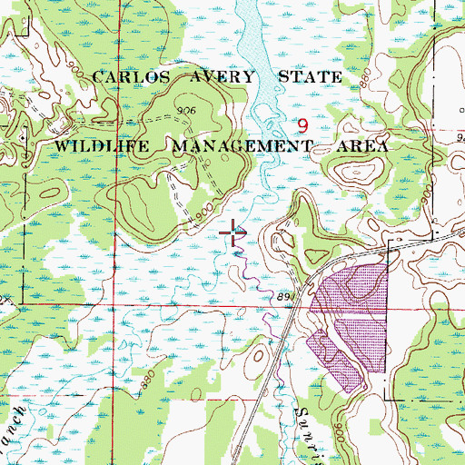Topographic Map of South Branch Sunrise River, MN