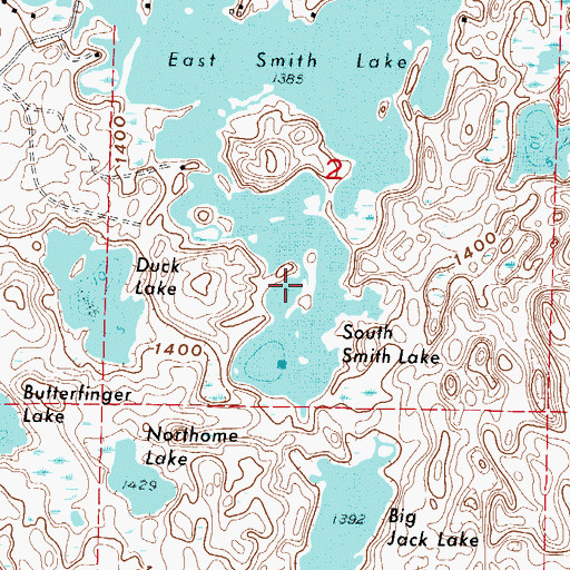 Topographic Map of South Smith Lake, MN