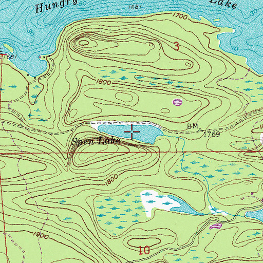 Topographic Map of Spen Lake, MN