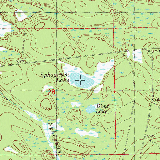 Topographic Map of Sphagnum Lake, MN