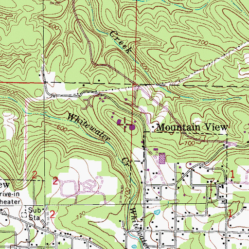 Topographic Map of Ozark Folk Center, AR