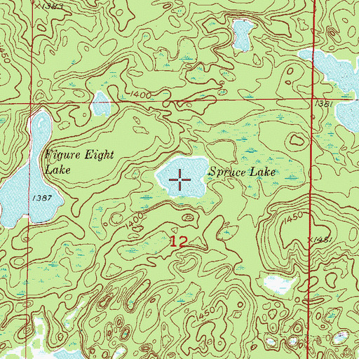 Topographic Map of Spruce Lake, MN