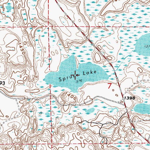 Topographic Map of Spruce Lake, MN