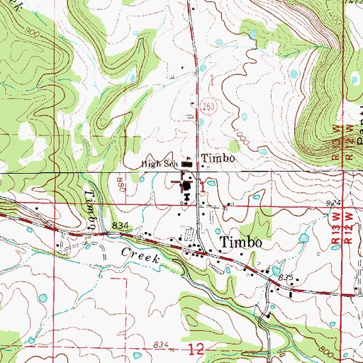 Topographic Map of Timbo Elementary School, AR