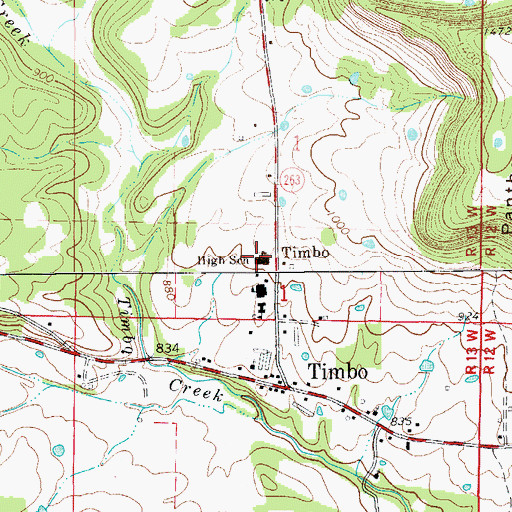 Topographic Map of Timbo High School, AR