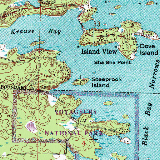 Topographic Map of Steeprock Island, MN