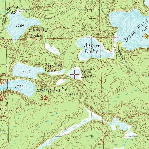 Topographic Map of Steer Lake, MN